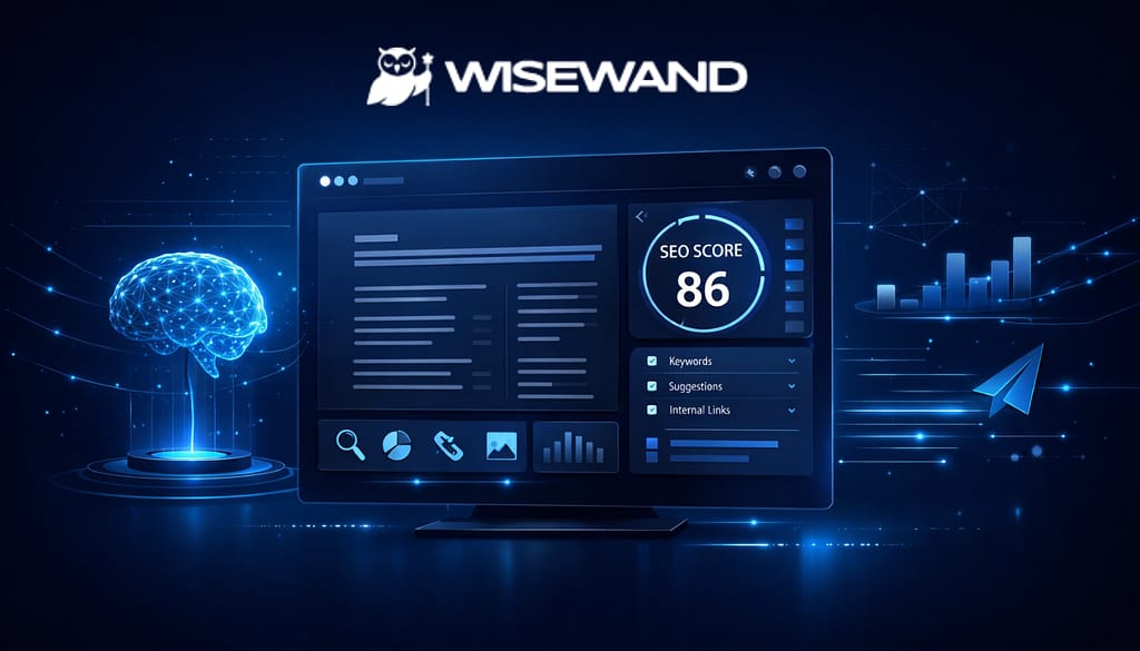 Avis Wisewand : interface d’un outil IA de rédaction SEO et automatisation de contenu