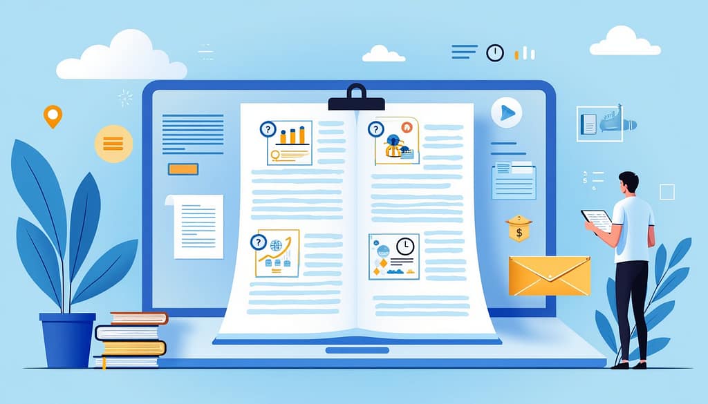 Illustration représentant le glossaire SellerBoost avec des termes et définitions liés à la vente en ligne.