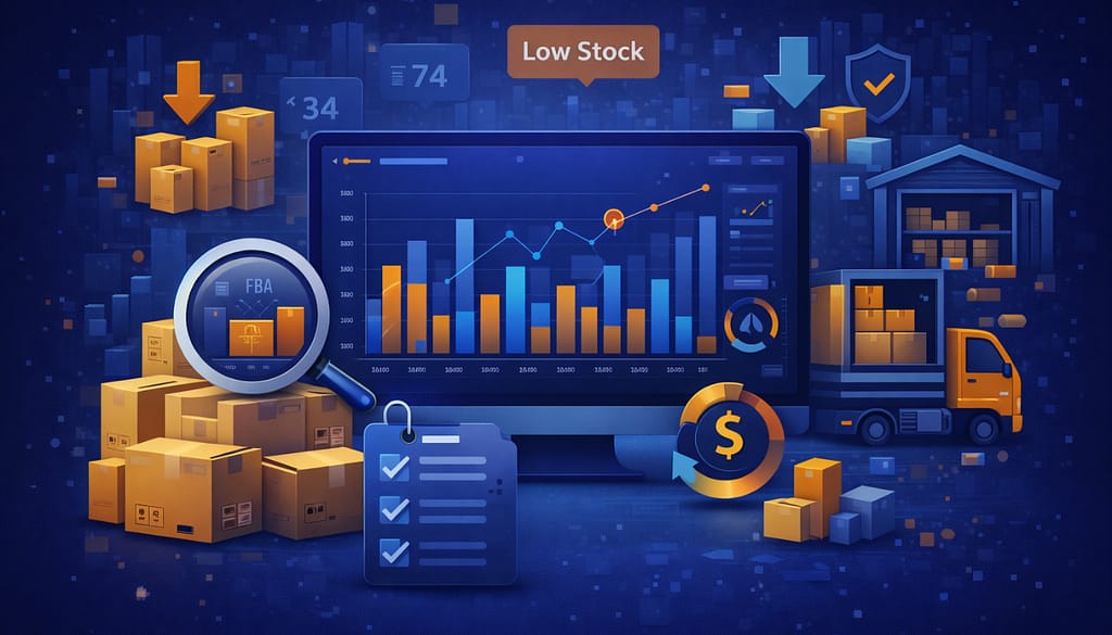Outil gestion stock marketplace avec suivi FBA et indicateurs logistiques