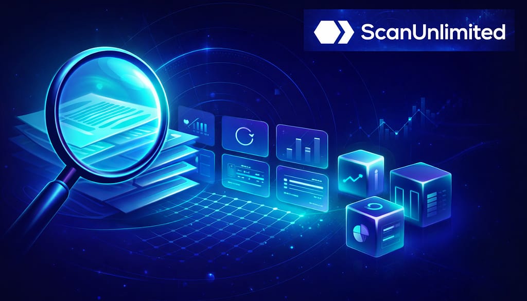 Scan Unlimited : visuel de recherche produit pour vendeurs Amazon wholesale, illustrant le scan rapide de catalogues fournisseurs et l’identification d’opportunités rentables.